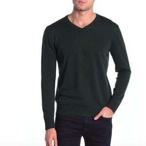 Joe Fresh Men's 100% Cotton V-Neck Pullover Sweater Forest Green Size XL